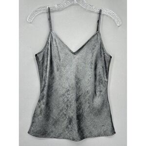 Brochu Walker Camisole XS Silver Metallic‎ V-Neck Cami Designer Shiny Party
